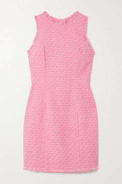 Frayed Cotton-blend Tweed Mini Dress - Pink