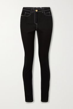 Embroidered High-rise Skinny Jeans - Black