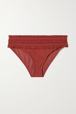 Costa Shirred Bikini Briefs - Brick