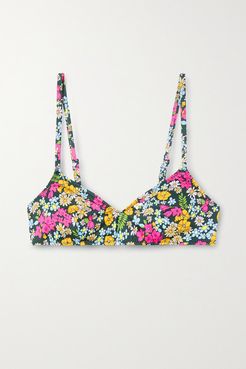 Il Pellicano The Rachel Floral-print Bikini Top - Black