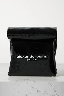 Lunch Bag Printed Patent-leather Clutch - Black