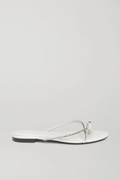 Kiddie Crystal-embellished Leather Sandals - White