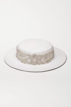 Hayley Paige Marni Crystal-embellished Wool-felt Hat - White