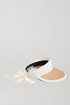 Ricky Grosgrain-trimmed Two-tone Straw Visor - Sand