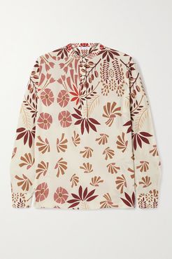 Floral-print Silk-crepe Blouse - Off-white