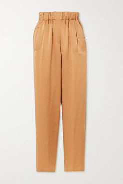 Hammered Silk-satin Tapered Pants - Gold