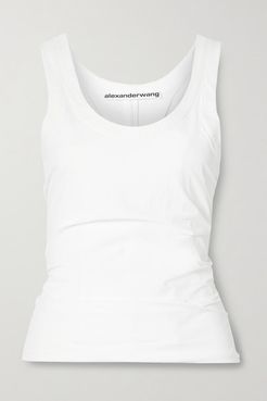 Ruched Stretch-shell Tank - White