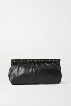 Luz Studded Leather Clutch - Black