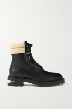 Andy Shearling-trimmed Leather Ankle Boots - Black