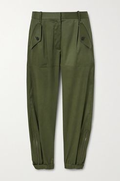 Arliss Cropped Lyocell-blend Twill Tapered Pants - Army green