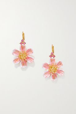 Gold-plated, Enamel And Crystal Earrings