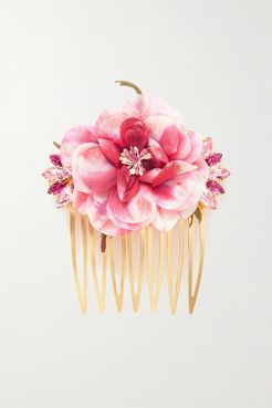 Gold-tone, Silk And Crystal Hair Slide