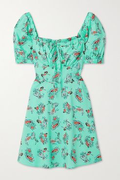 Holland Printed Cotton-blend Poplin Mini Dress - Mint