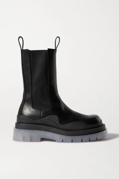 Rubber-trimmed Leather Chelsea Boots - Black