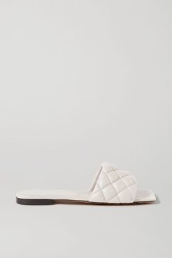 Quilted Leather Slides - White