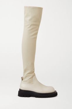 Leather Over-the-knee Boots - Cream