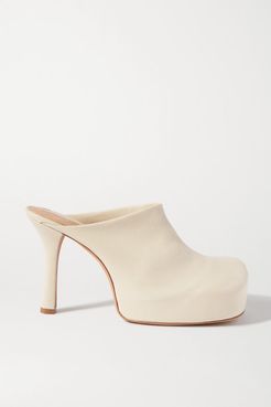 Leather Platform Mules - Off-white