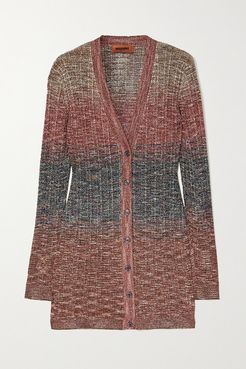 Degradé Metallic Crochet-knit Cardigan - Red