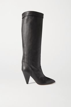 Loens Leather Knee Boots - Black