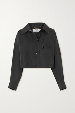 Cropped Twill Jacket - Black