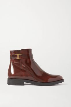 Logo-embellished Patent-leather Ankle Boots - Brown