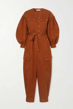 Stearling Belted Cotton-twill Jumpsuit - Orange