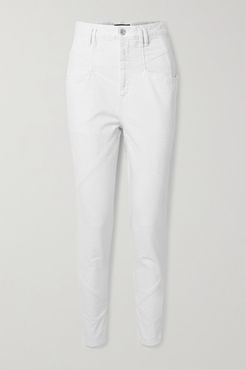 Nadeloisa Paneled High-rise Tapered Jeans - White