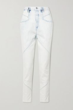 Nadeloisa Paneled High-rise Tapered Jeans - Light denim