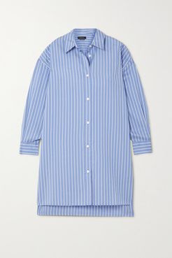 Macali Oversized Striped Silk Shirt - Blue