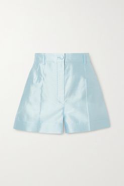 Silk-dupioni Shorts - Sky blue