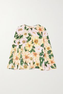 Floral-print Silk-blend Top - Yellow