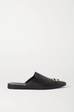 Cosy Bb Logo-embellished Leather Slippers - Black