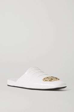 Cosy Bb Logo-embellished Croc-effect Leather Slippers - White
