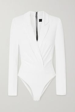 Maryse Silk-twill And Stretch-tulle Bodysuit - White