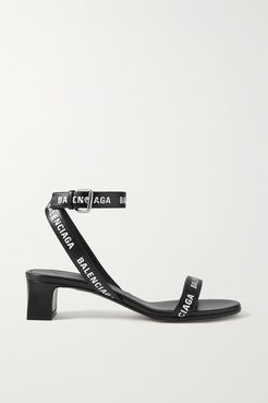 Logo-print Leather Sandals - Black