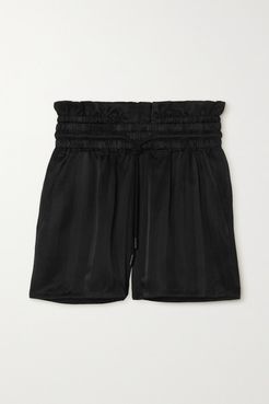 Tara Striped Silk-satin Shorts - Black