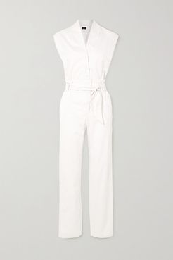 Cynthia Wrap-effect Cotton-twill Jumpsuit - White