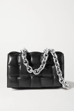 Cassette Chain-embellished Padded Intrecciato Leather Shoulder Bag - Black