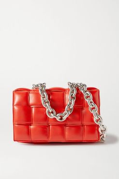 Cassette Chain-embellished Padded Intrecciato Leather Shoulder Bag - Red