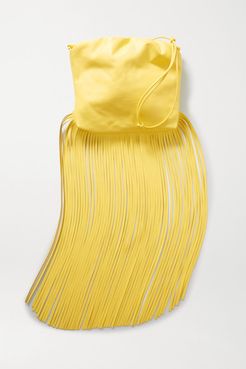 The Fringe Pouch Gathered Leather Shoulder Bag - Yellow