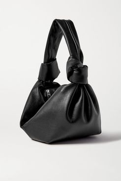 Mini Knotted Leather Tote - Black