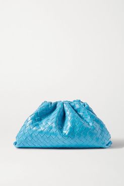 The Pouch Large Gathered Intrecciato Leather Clutch - Blue