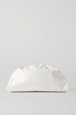 The Pouch Large Gathered Leather Clutch - White