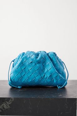 The Pouch Small Gathered Intrecciato Leather Clutch - Azure