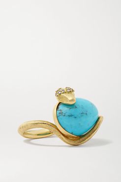Snake 18-karat Gold, Turquoise And Diamond Ring