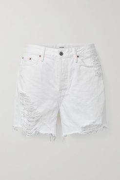 Jourdan Frayed Denim Shorts - White