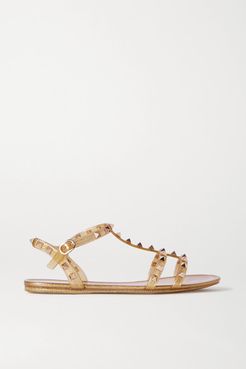 Garavani Rockstud Glittered Rubber Sandals - Gold