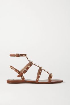 Garavani Rockstud Leather Sandals - Brown