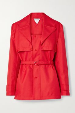 Belted Twill Jacket - Red