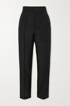 Mohair And Wool-blend Straight-leg Pants - Black